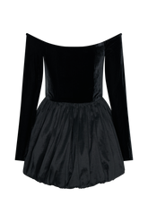Liv Off Shoulders Velvet Mini Dress - Black
